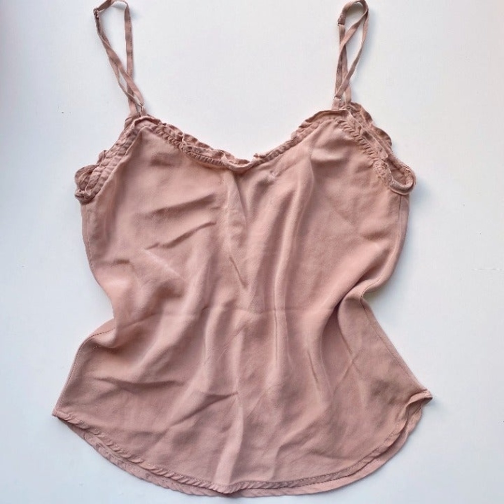 Reformation 100% Silk Blush Frilly Wayland Cami